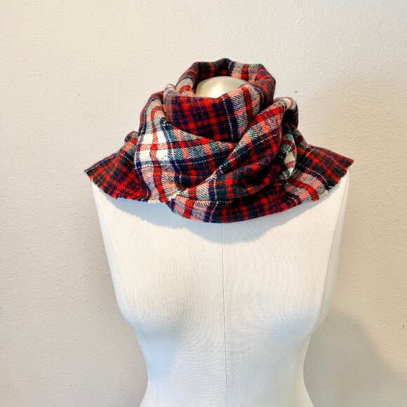 Vintage Red Plaid Wool Scarf by Johnston's of Elgin - Made in Scotland - 52"x11" - Picture 5 of 5